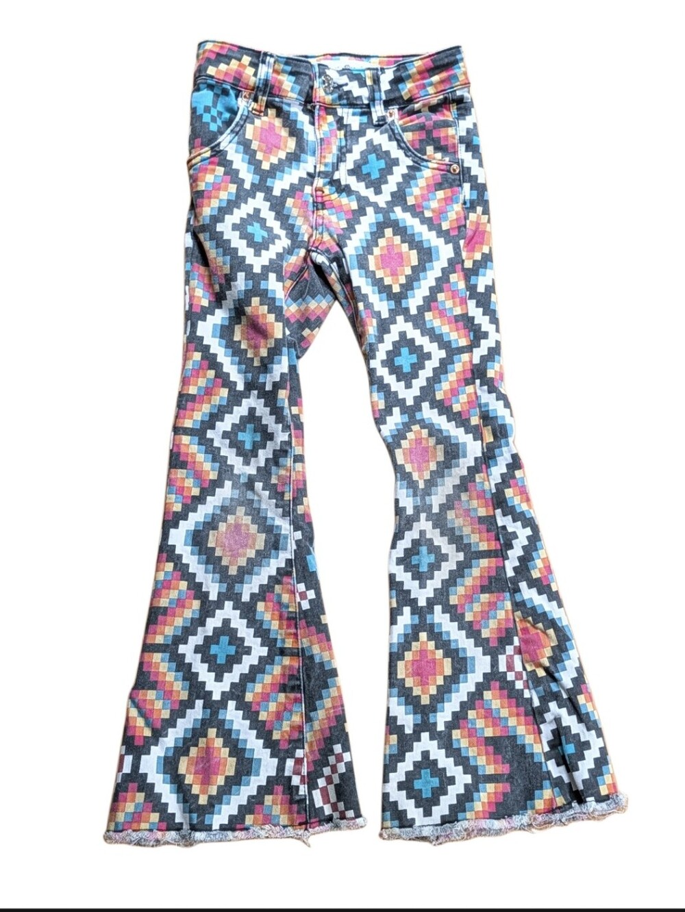 Ranch Dress'n Girls Size 5 Western Rainbow Southwestern Aztec Print Flare Jeans